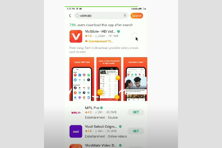download the app to install vidmate on your phone