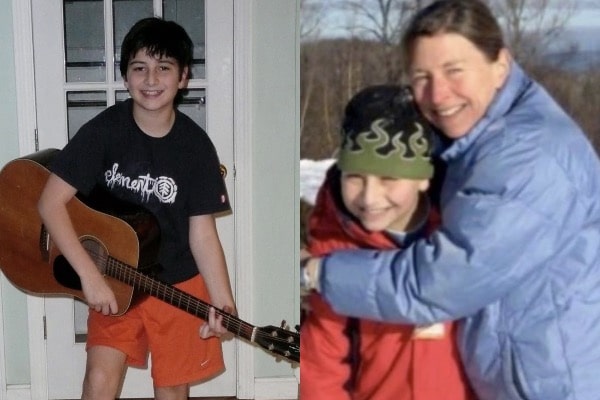 Noah Kahan during his teenage years and his photo with his mother