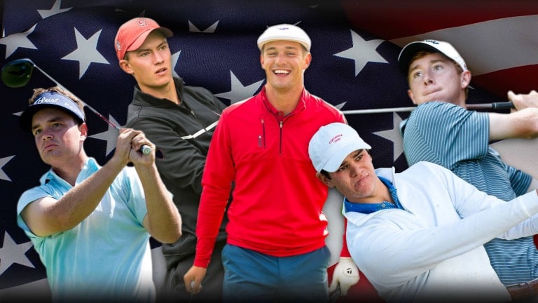 From left: Hunter Stewart, Maverick McNealy, Bryson DeChambeau, Beau Hossler, and Lee McCoy were 2015 Walker Cup teammates